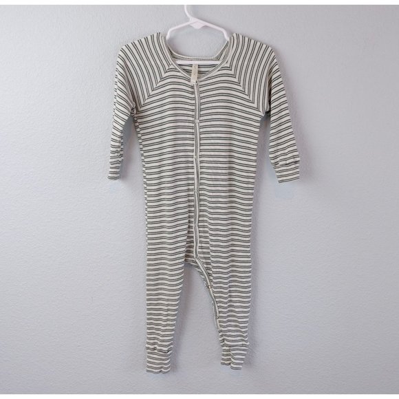 Rylee + Cru Green Striped Ribbed Unisex Pajama, 18-24 months - Picture 2 of 8